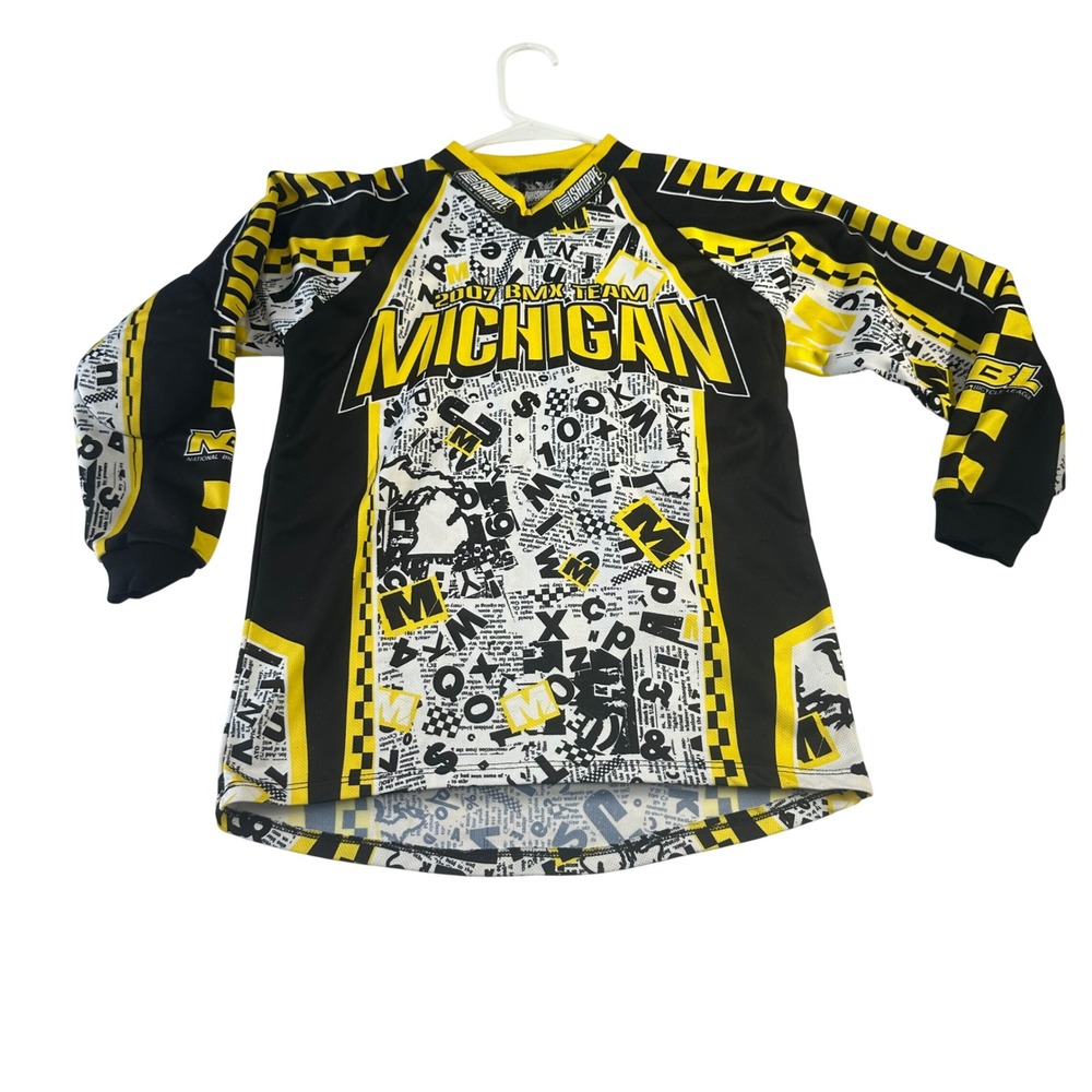 Hot Shoppe Designs 2007 BMX Team Michigan Jersey Kids Youth Large Yellow Black